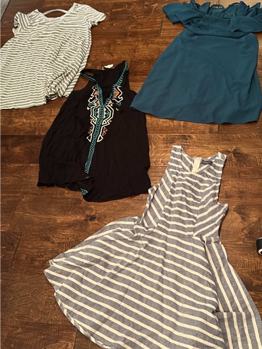 Bundle. Striped Blue & White Sleeveless Fit-and-Flare Dress - Women's Top